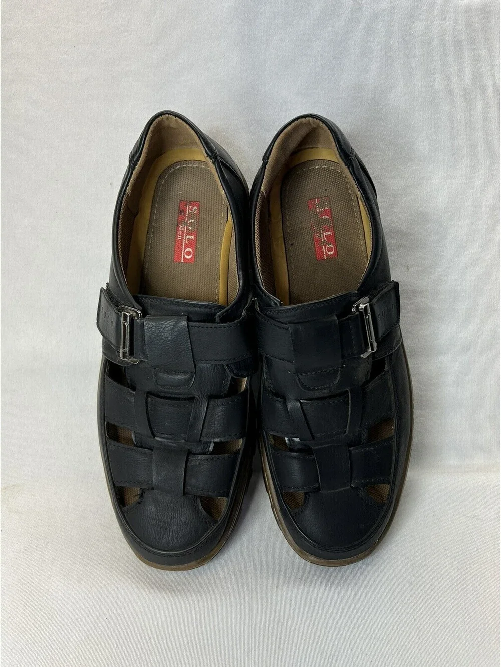 Solo Men Fisherman Sandals Black Leather - Size 9.5 Good Condition!